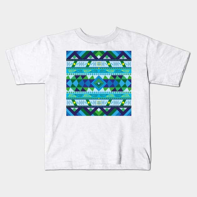 Native American lush colour pattern design Kids T-Shirt by JDP Designs